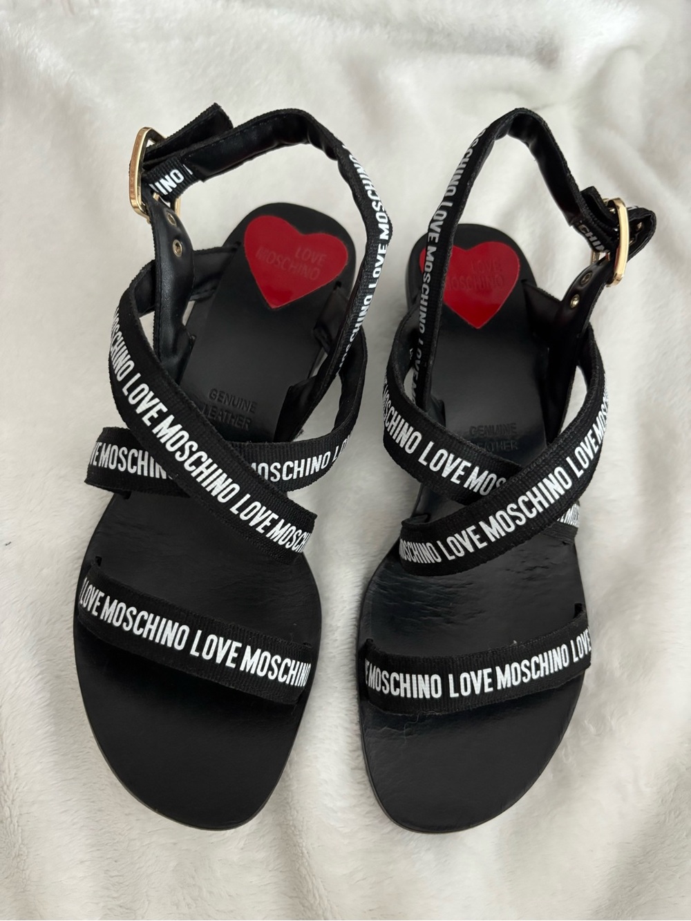 Love Moschino Black Sandal with Red Heart Insole